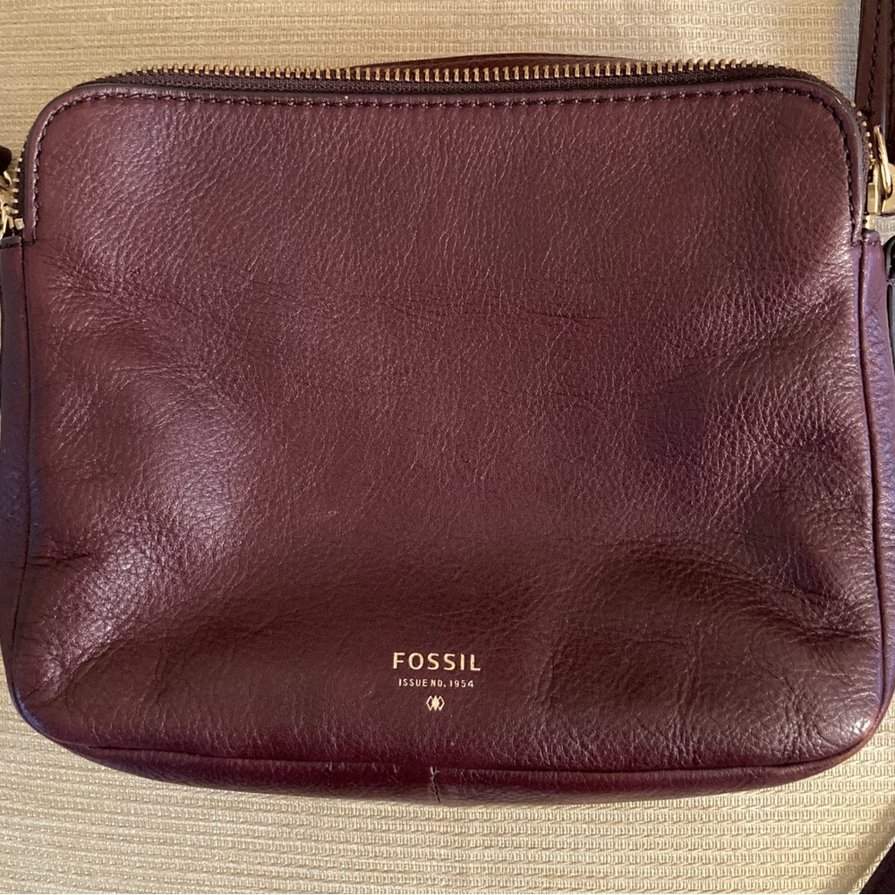 Fossil Burgundy Leather Crossbody Bag